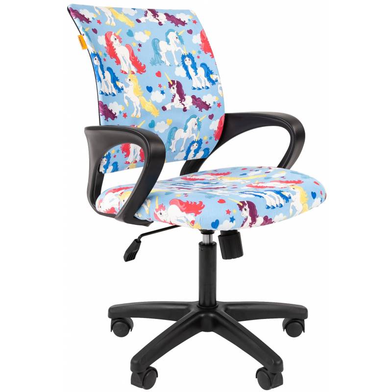 Кресло 103 Kids черный пластик (ткань Единороги) главное фото